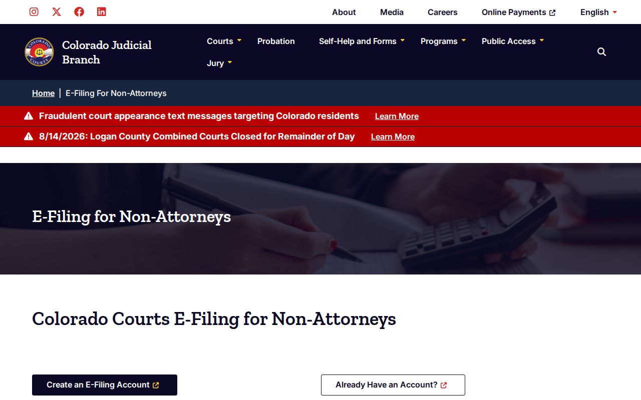 Non-attorney CCE access instructions for an Ouray County court docket party