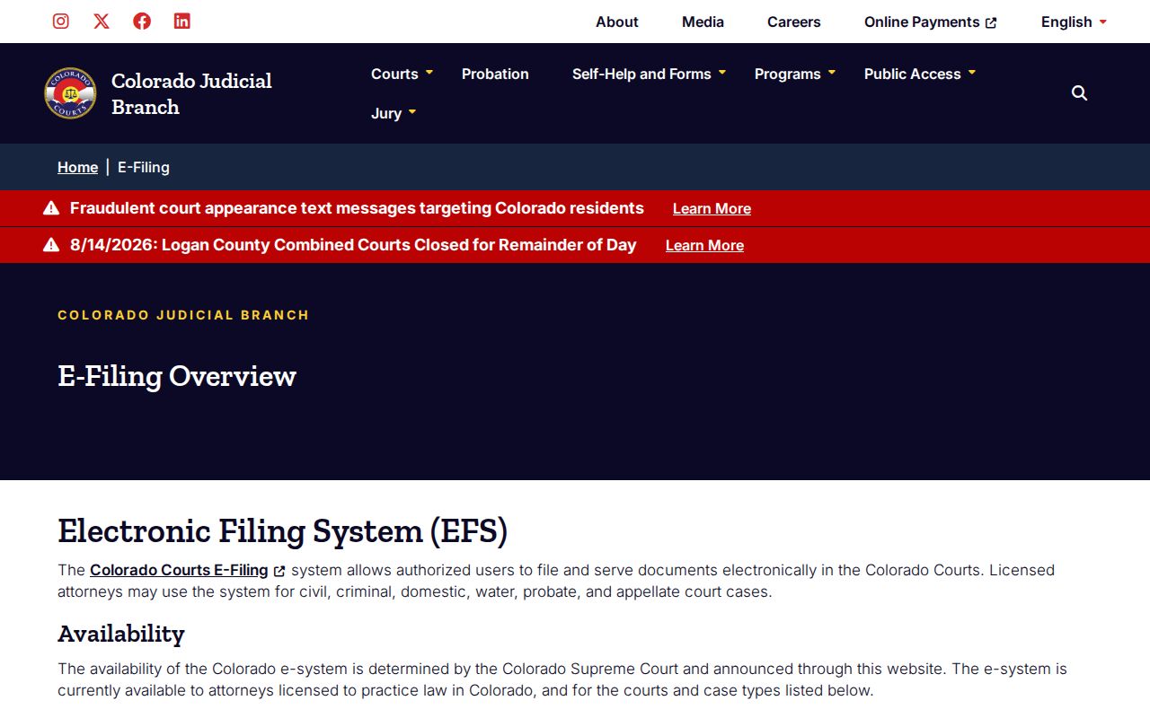 Colorado Courts E-Filing overview related to Ouray County court dockets