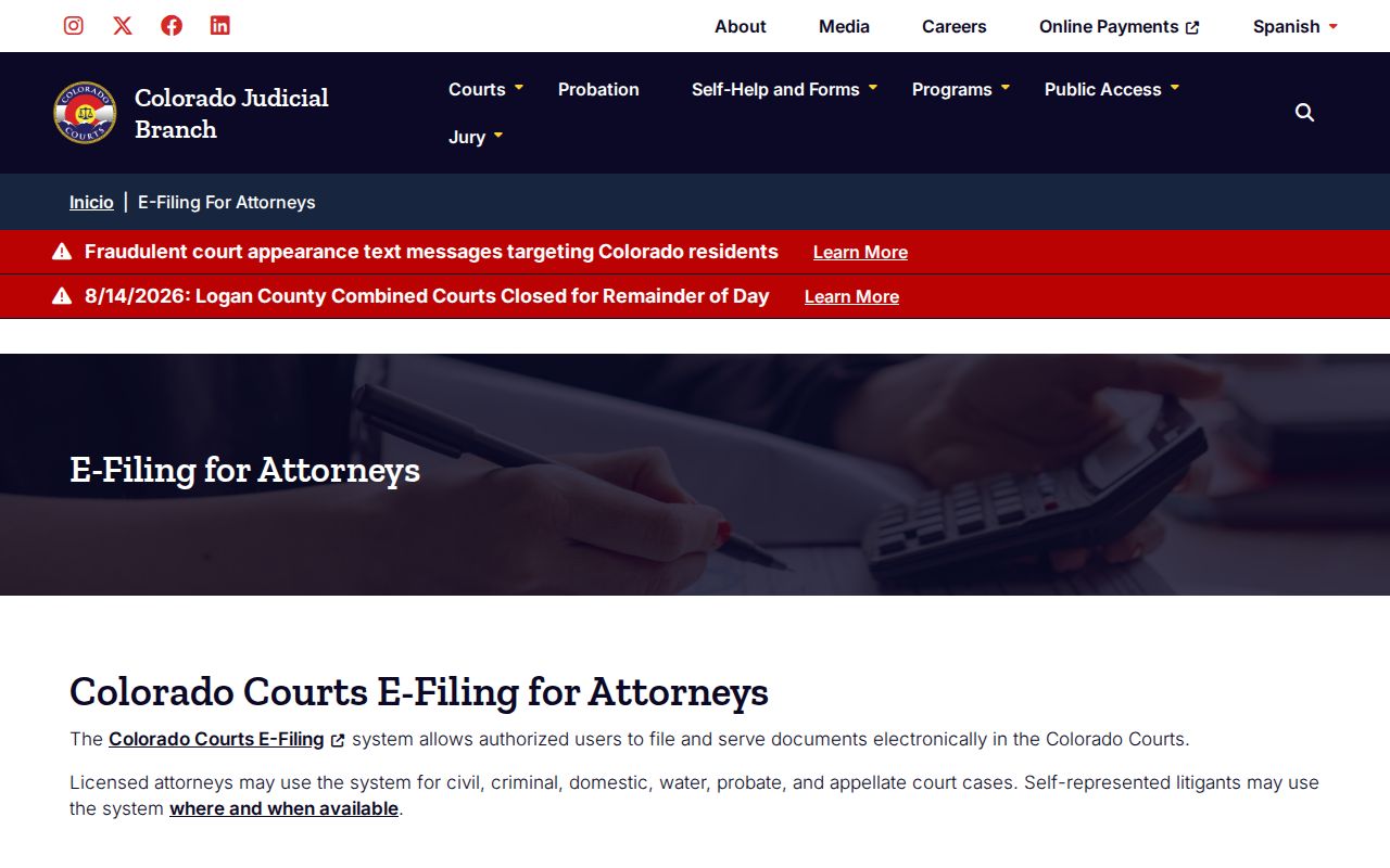 Judicial Branch explanation of Ouray County court docket and document access