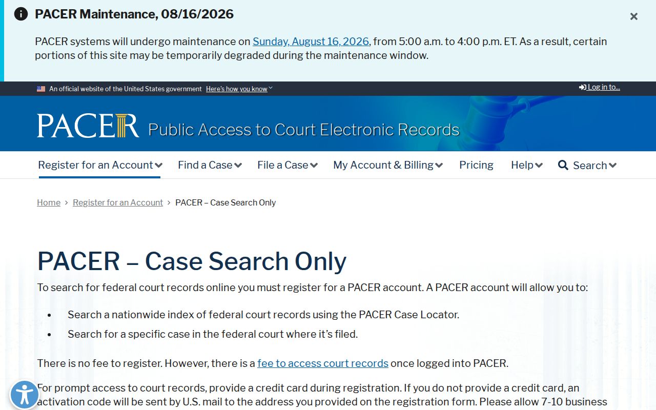 Ouray County federal docket search PACER registration