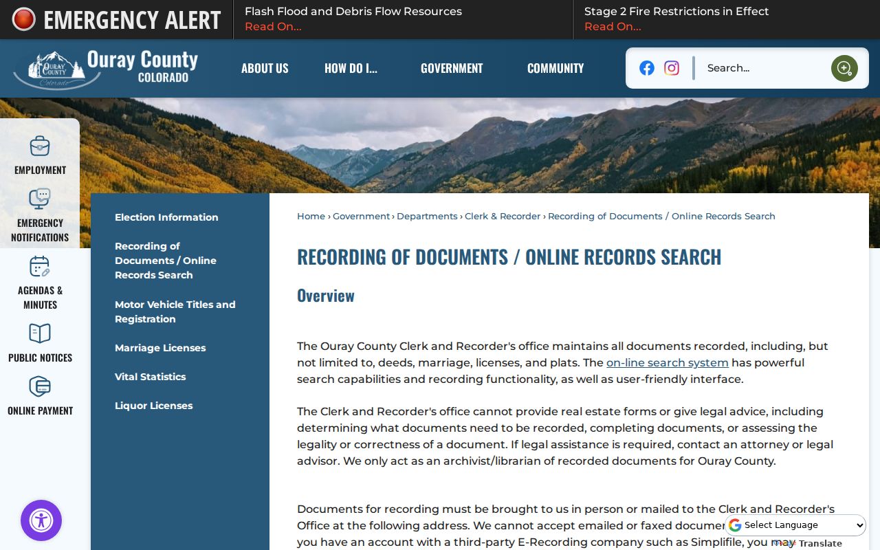 Ouray County civil court docket compared with recorded documents
