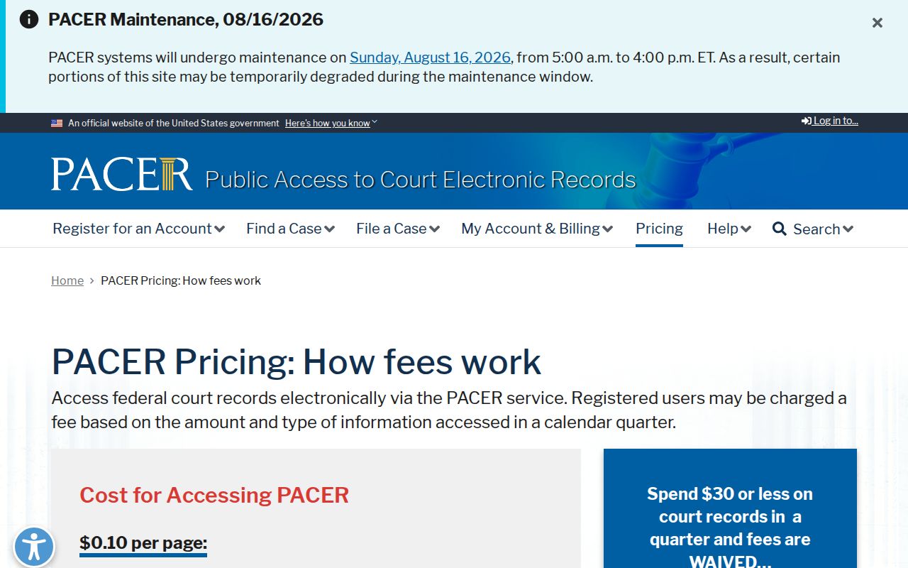 Federal PACER fees compared with Ouray County court record copy access