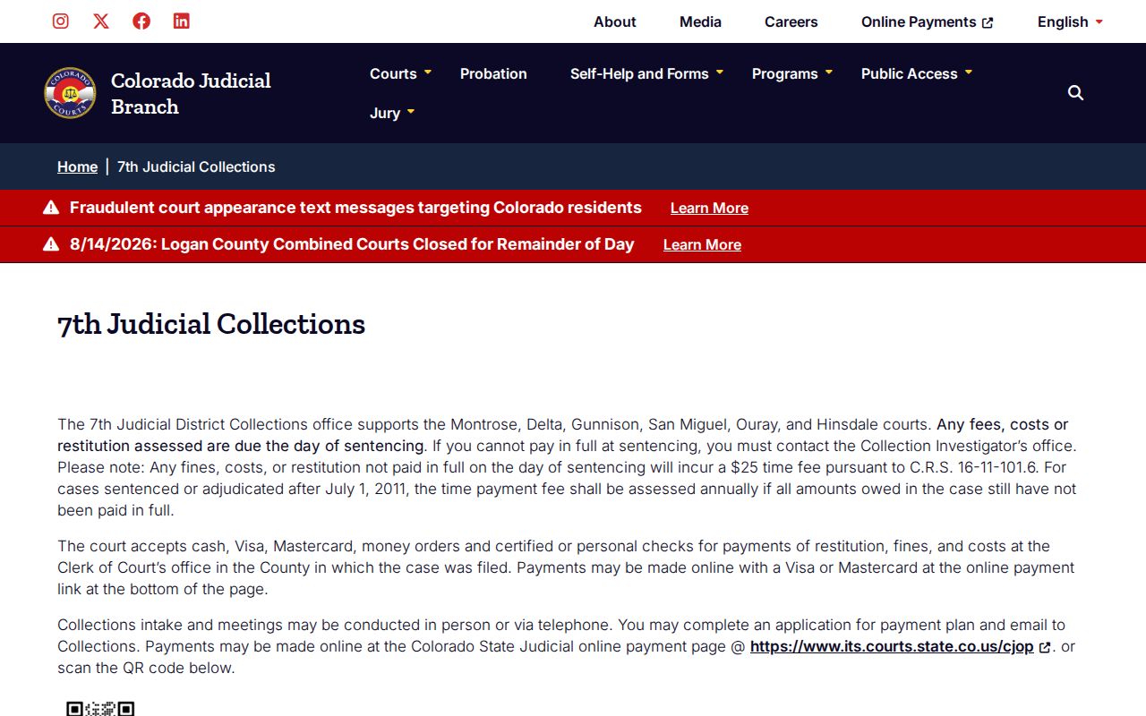 Ouray County criminal court docket collections information